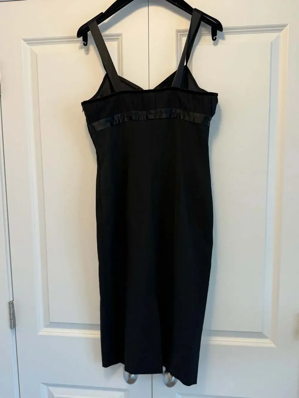 Michael Kors Virgin Wool Sleeveless Midi Dress with Satin Trim